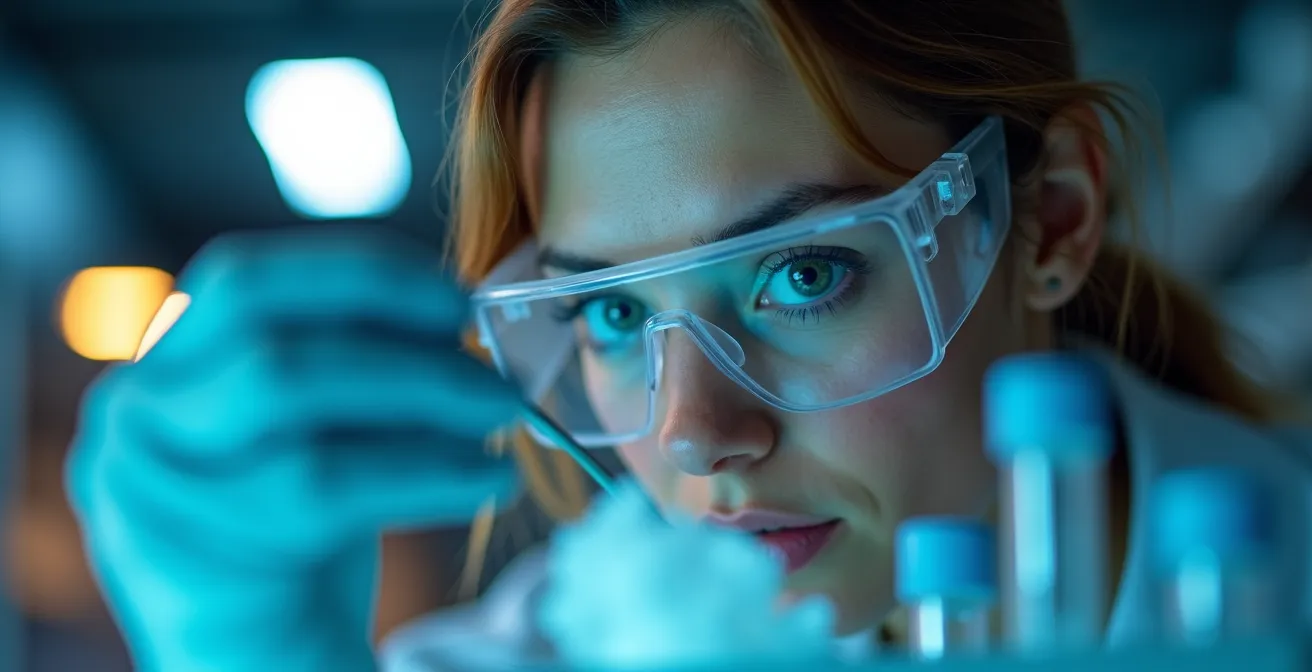 Scientifique analysant des échantillons de cannabinoïdes en laboratoire