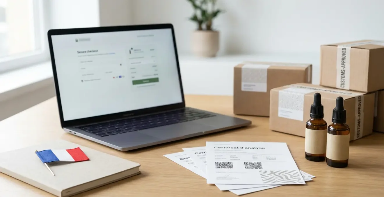 Guide visuel pour l'achat sécurisé de CBD en ligne en France avec certificats et étapes de vérification