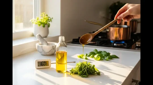 Préparation culinaire avec de l'huile de CBD et contrôle de température