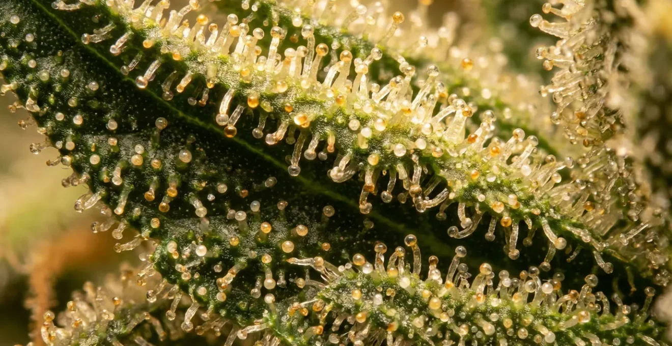 Visualisation artistique de l'effet d'entourage avec molécules de cannabinoïdes et terpènes en interaction