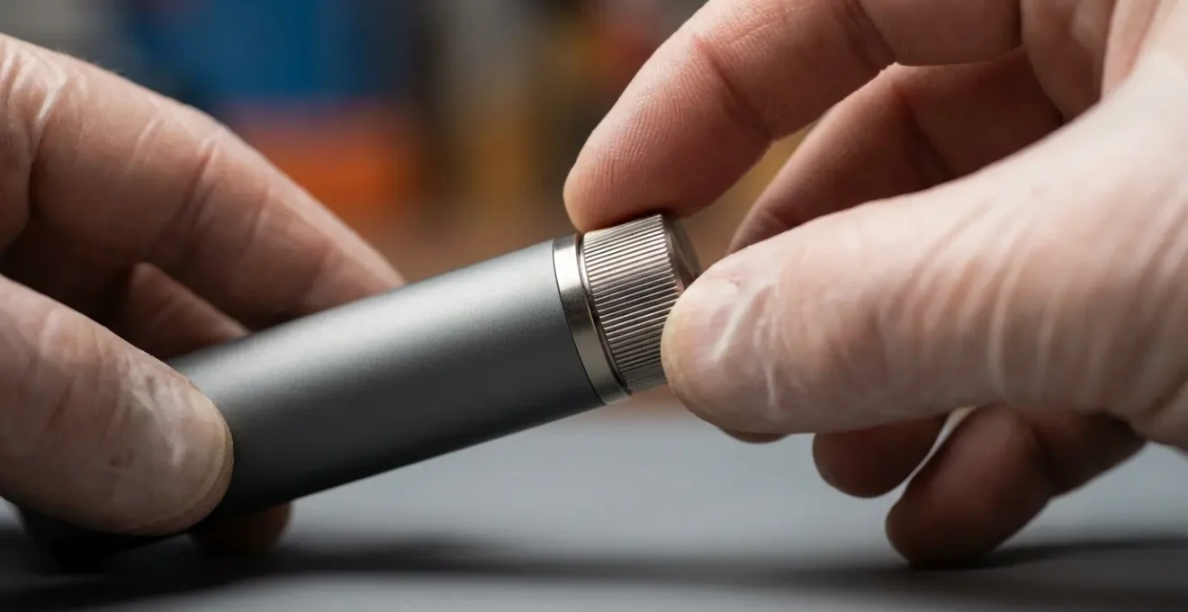 Gros plan sur les mains d'un expert ajustant les réglages d'une cigarette électronique pour le CBD