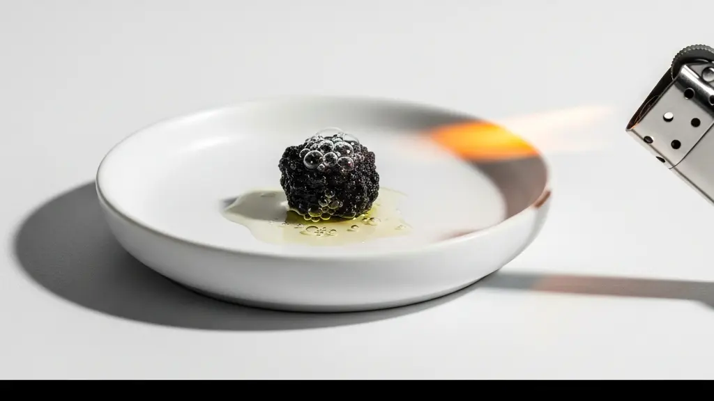 Test de la flamme sur résine CBD montrant les bulles caractéristiques d'un produit pur